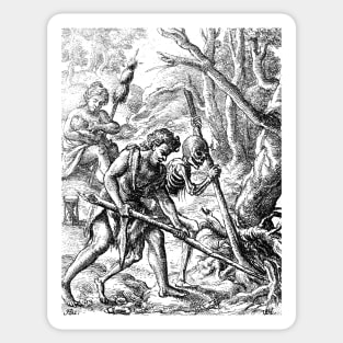 Adam Tills the Soil - the Dance of Death - Hans Holbein Sticker